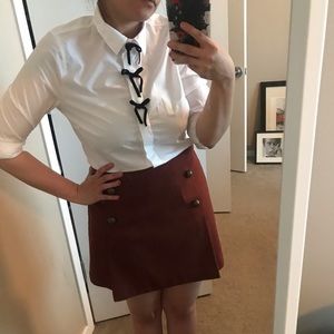 JCrew Velvet Bow White Button Down